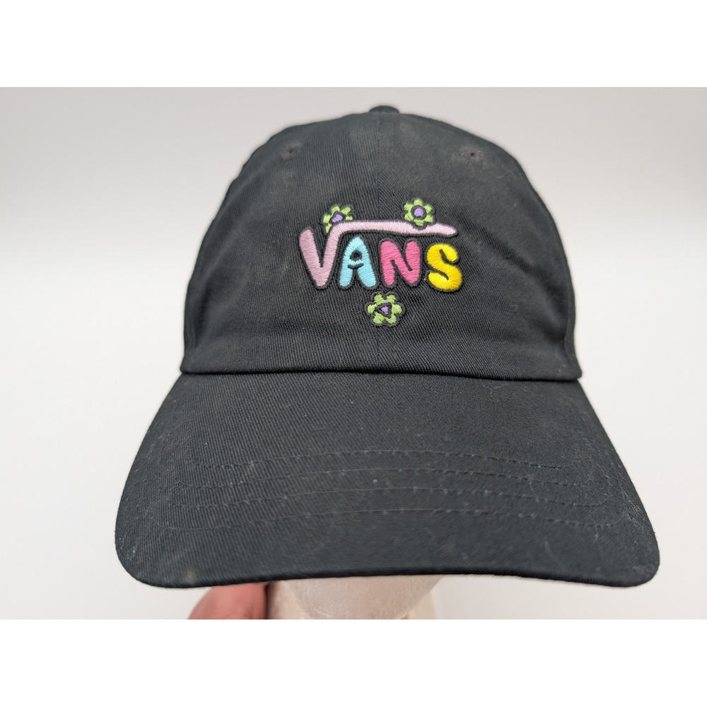 Vans Ireneisgood Black Cotton Adjustable Baseball Cap Hat Multi Color Logo